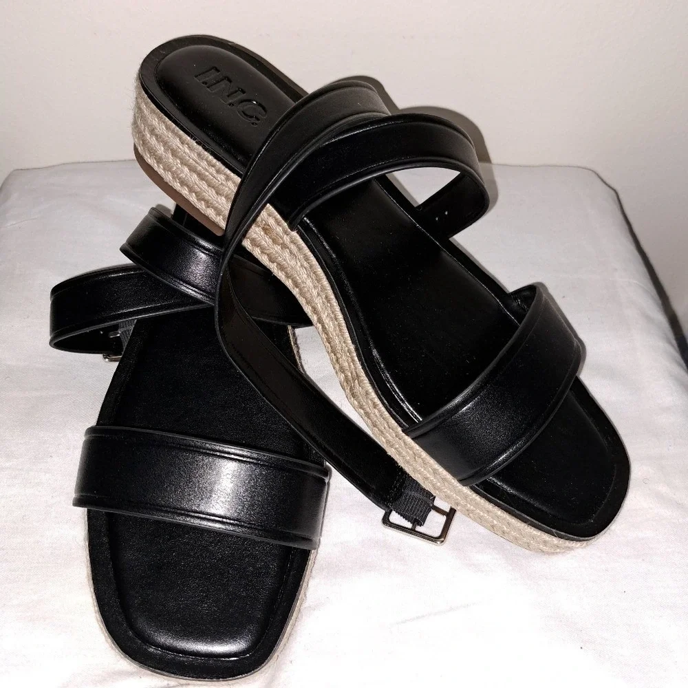 INC International Concepts Black‎ Sandals Minimalist Design Size 10M
